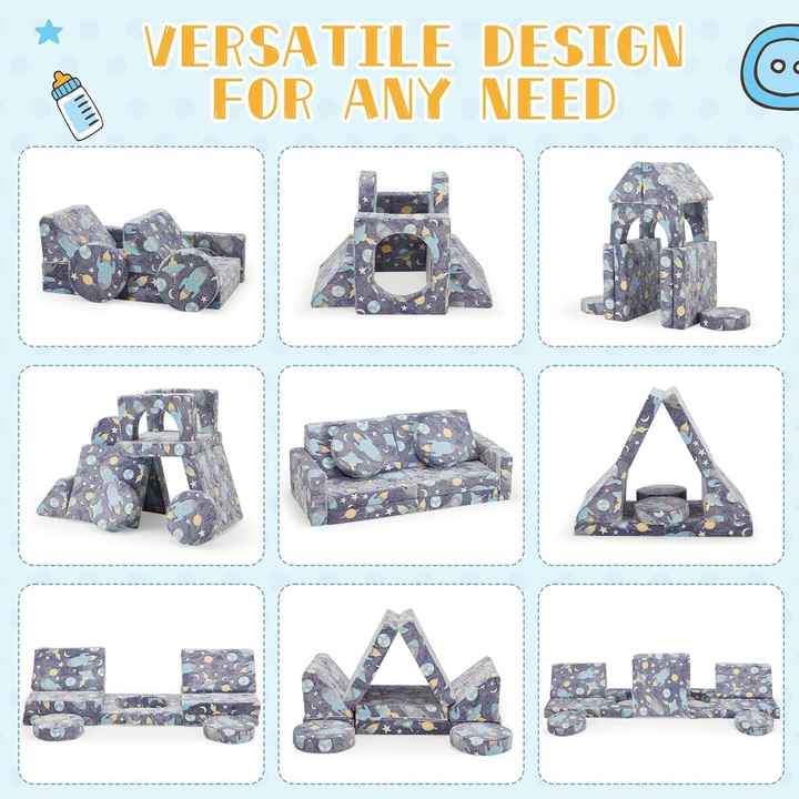 12pcs Kids Playroom Modular Couch and Blocks with Green Glow