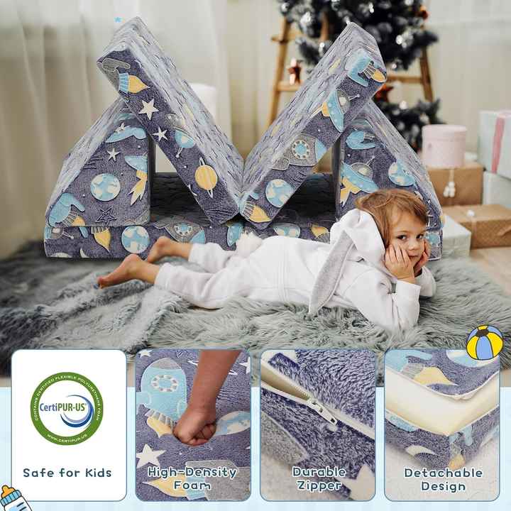 12pcs Kids Playroom Modular Couch and Blocks with Green Glow