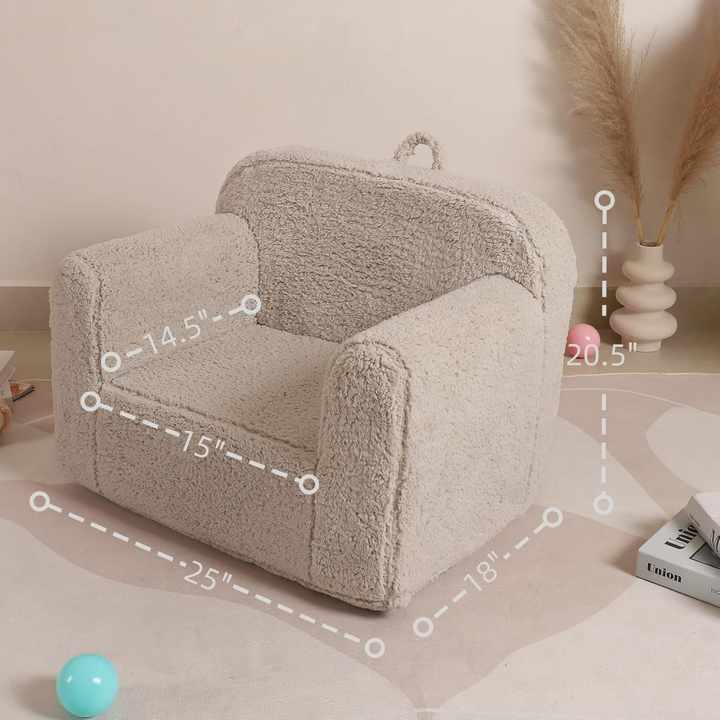 Soft Sherpa Kids Sofa Chair - Toddler Foam Mini Couch
