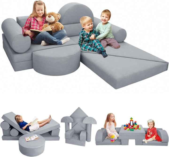 10PCS Kids Modular Couch & DIY Play Blocks