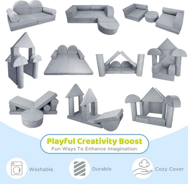 10PCS Kids Modular Couch & DIY Play Blocks