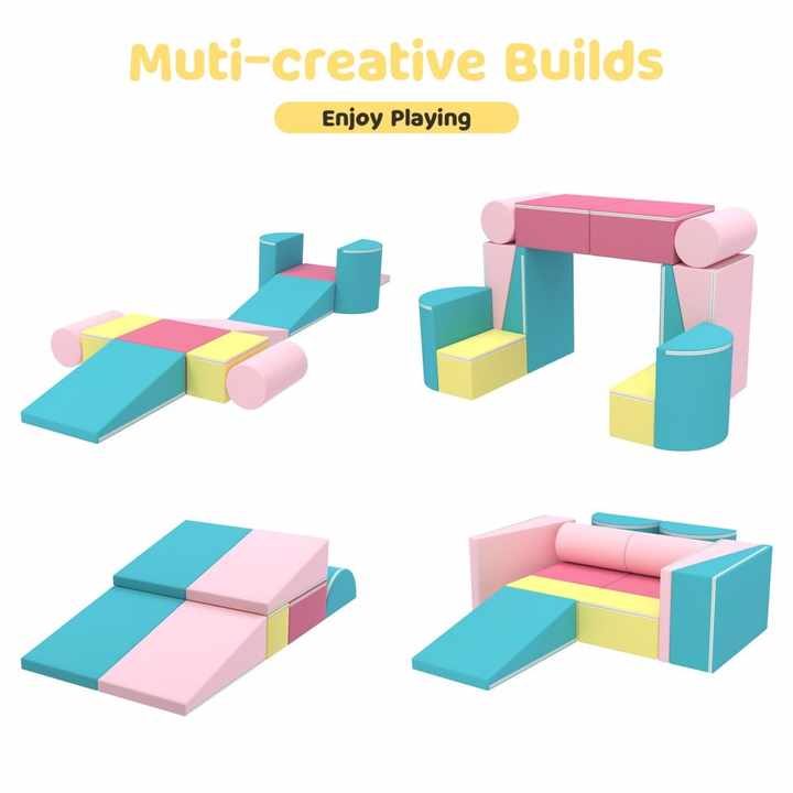 12pcs Kids Soft Foam Play Building Blocks With Color-blocking