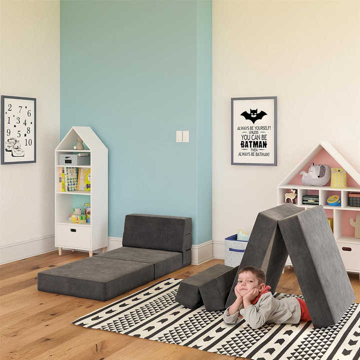 3-in-1 Kids Convertible Folding Sofa - Compressed Foam Mattress