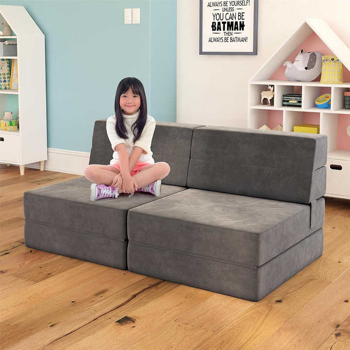 3-in-1 Kids Convertible Folding Sofa - Compressed Foam Mattress