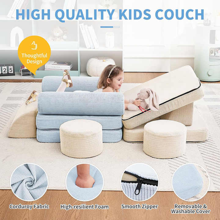 10pcs Kids Soft Modular Couch & Playroom Blocks