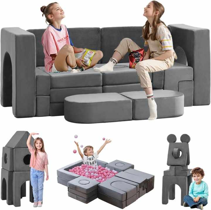 22pcs Foam Modular Kids Play Couch & Blocks - 1000+DIY Creative