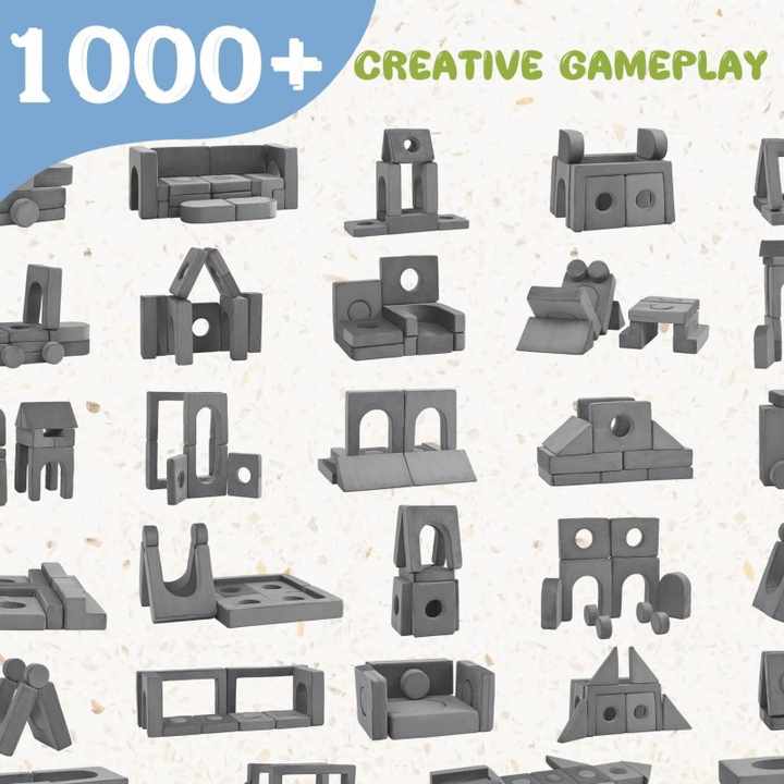 22pcs Foam Modular Kids Play Couch & Blocks - 1000+DIY Creative
