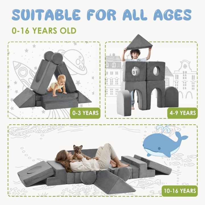 22pcs Foam Modular Kids Play Couch & Blocks - 1000+DIY Creative