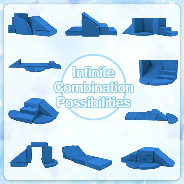 7-Piece Multicolor Soft Foam Climbing Blocks for Toddlers with Tunnels, Ramp & Mats