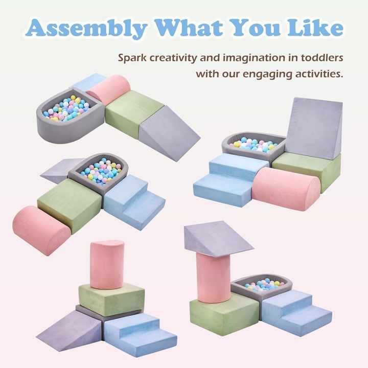 5-Piece Babies Kids Soft Foam Climbing Blocks & Ball Pool