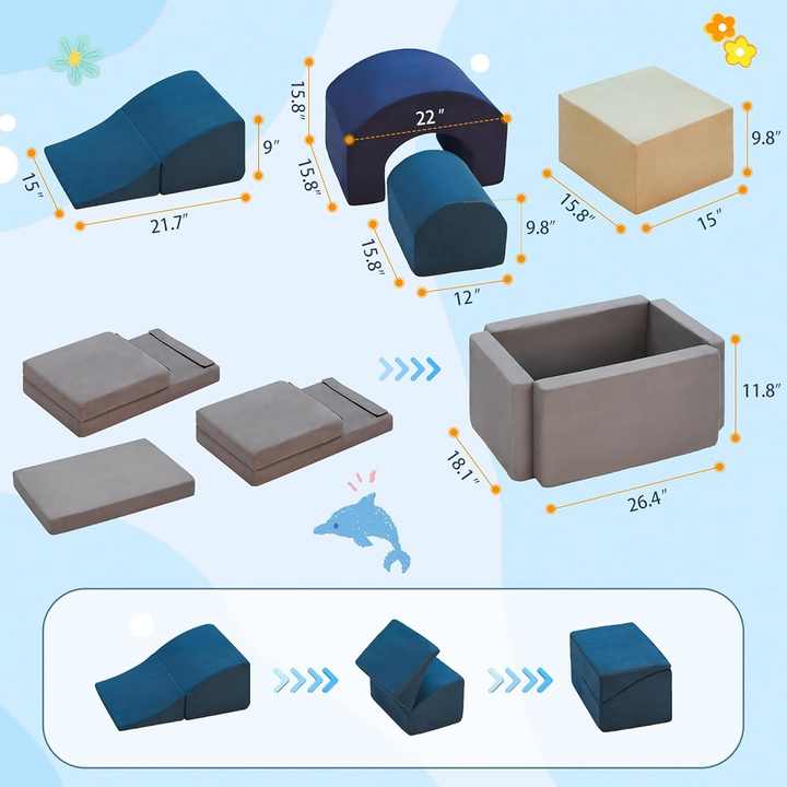 7 Pcs Toddlers Kids Soft Foam Climbing Toys and Blocks