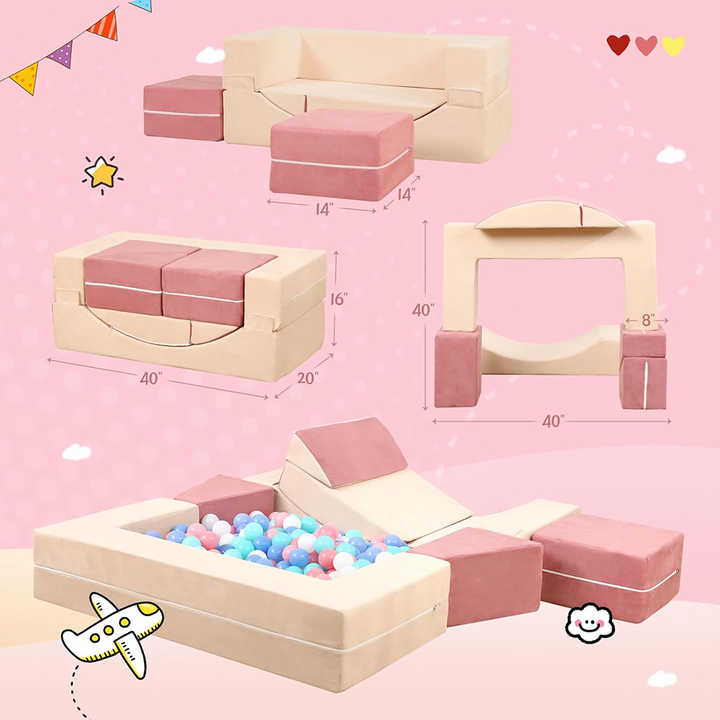 6 pcs Toddlers Foam Modular Sofa and Playing Cubes