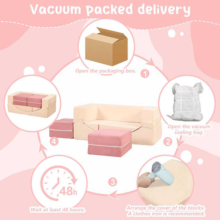 6 pcs Toddlers Foam Modular Sofa and Playing Cubes