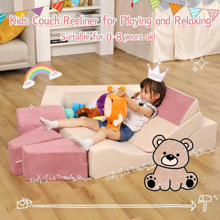 6 pcs Toddlers Foam Modular Sofa and Playing Cubes