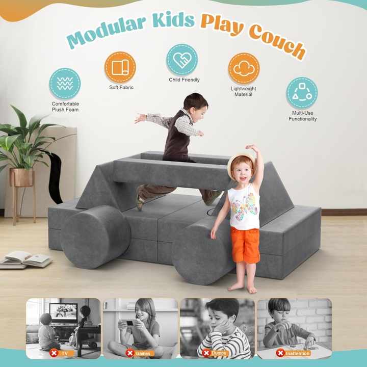 13pcs Compressiable Foam Children Sofa and DIY Playing Blocks
