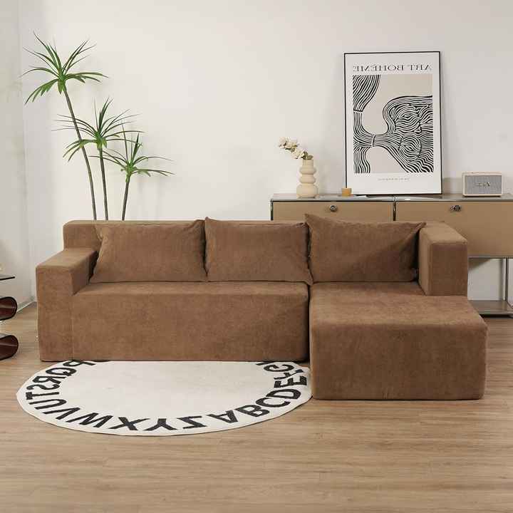 L Shaped Modular Sectional Compressible Sofa Set