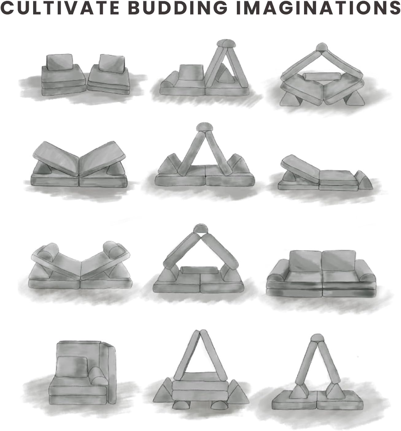 8pcs Toddler Play Room Sofa and Fort Building Blocks