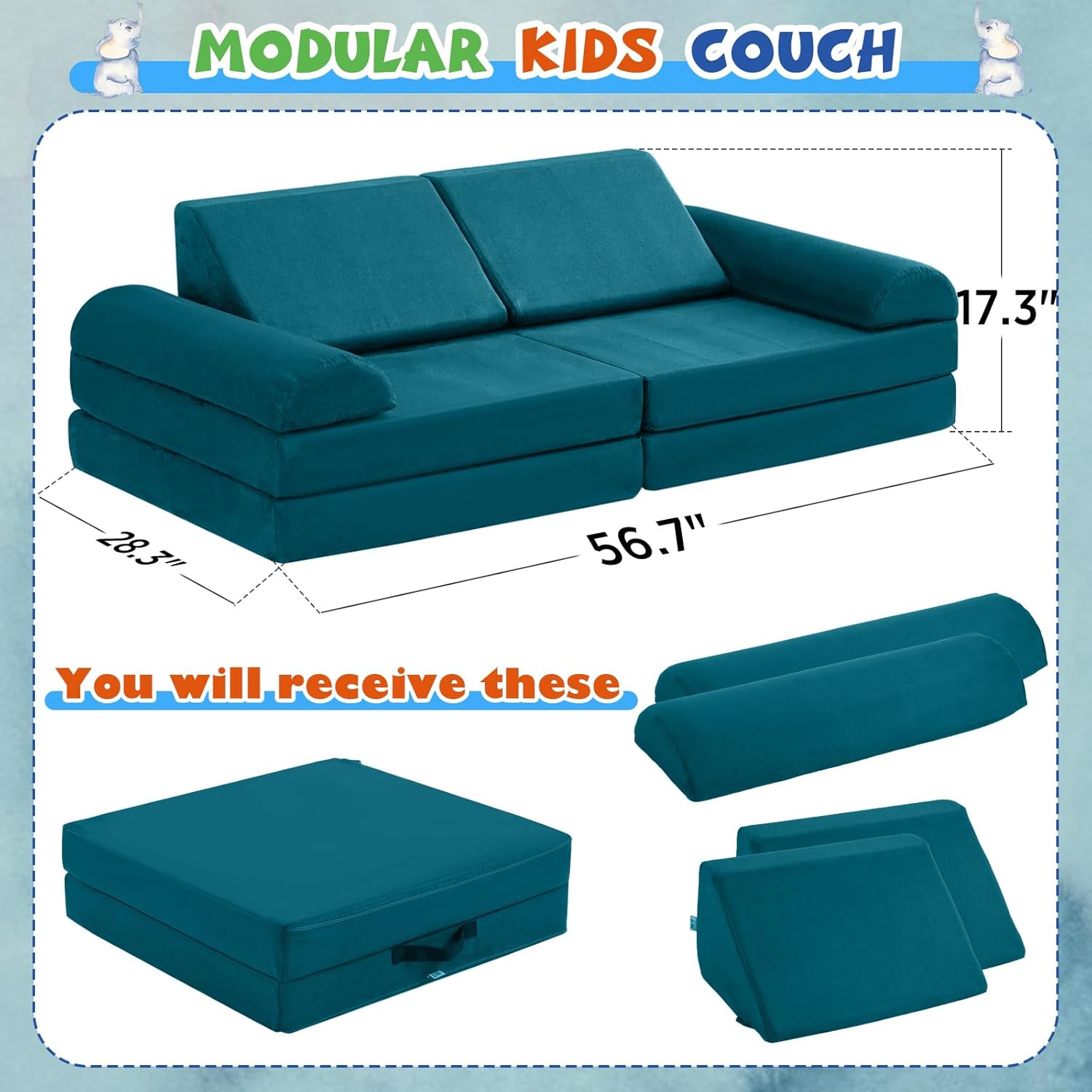 8pcs Toddler Play Room Sofa and Fort Building Blocks
