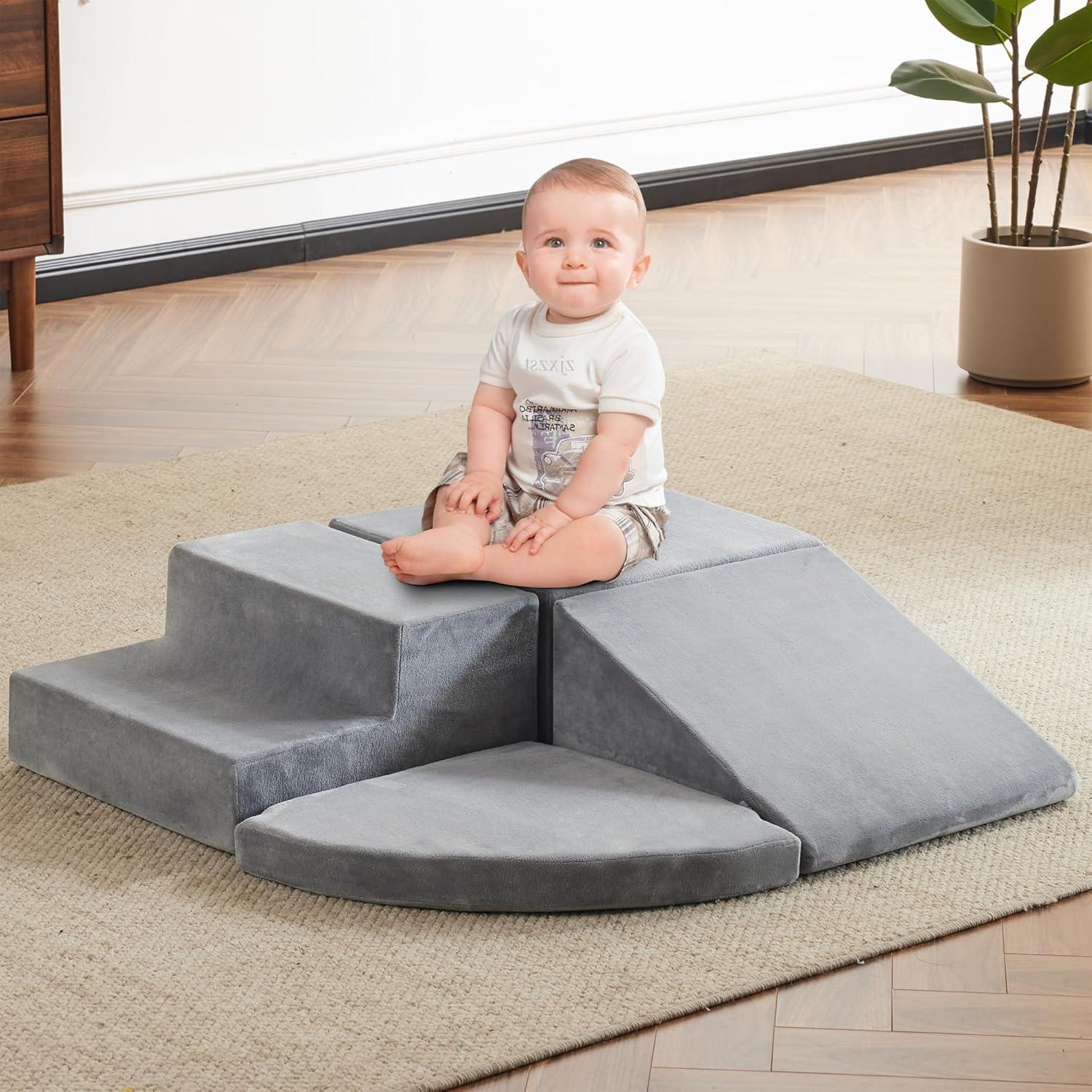 4-piece Soft Play Equipment Soft Velvet Foam Climbing Blocks