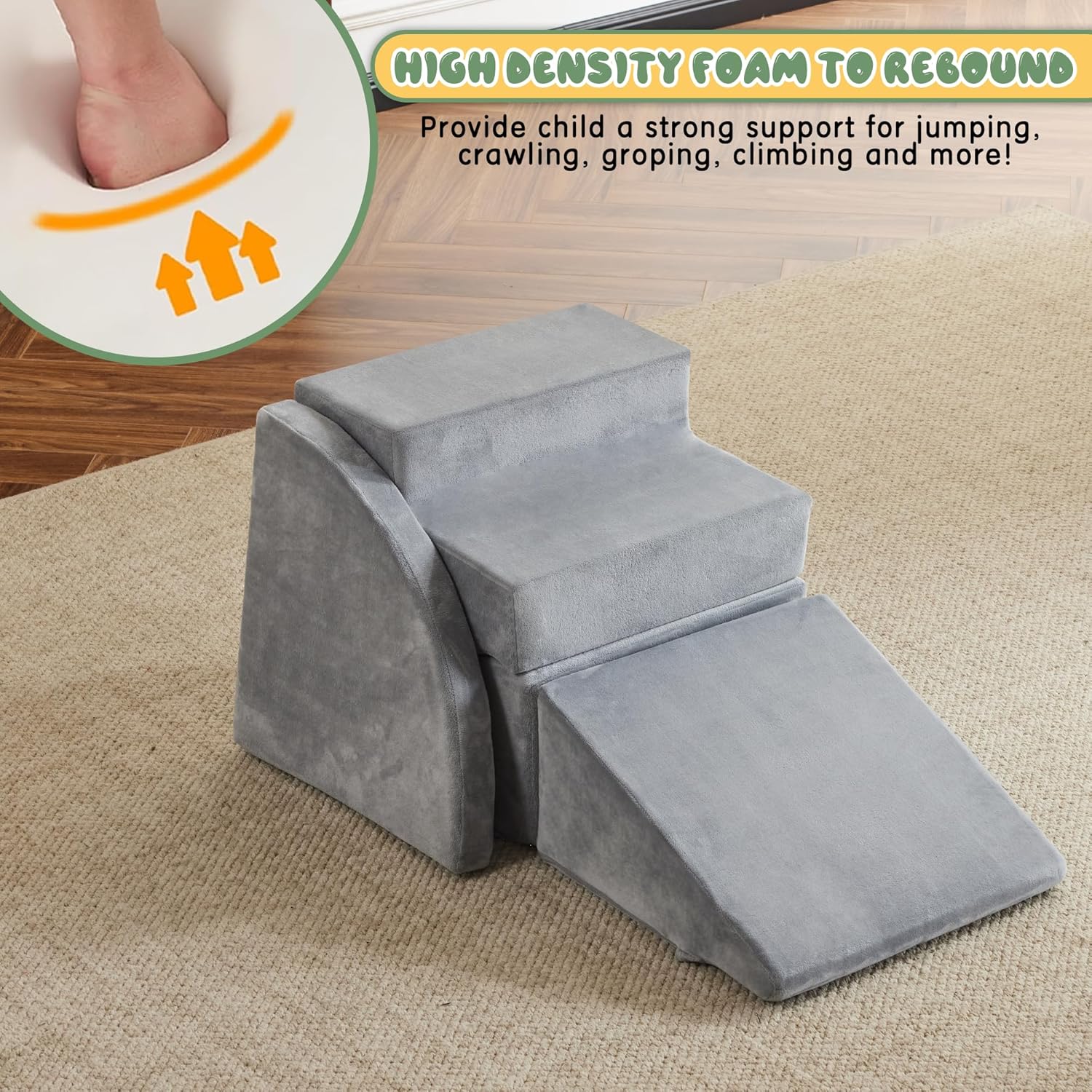 4-piece Soft Play Equipment Soft Velvet Foam Climbing Blocks