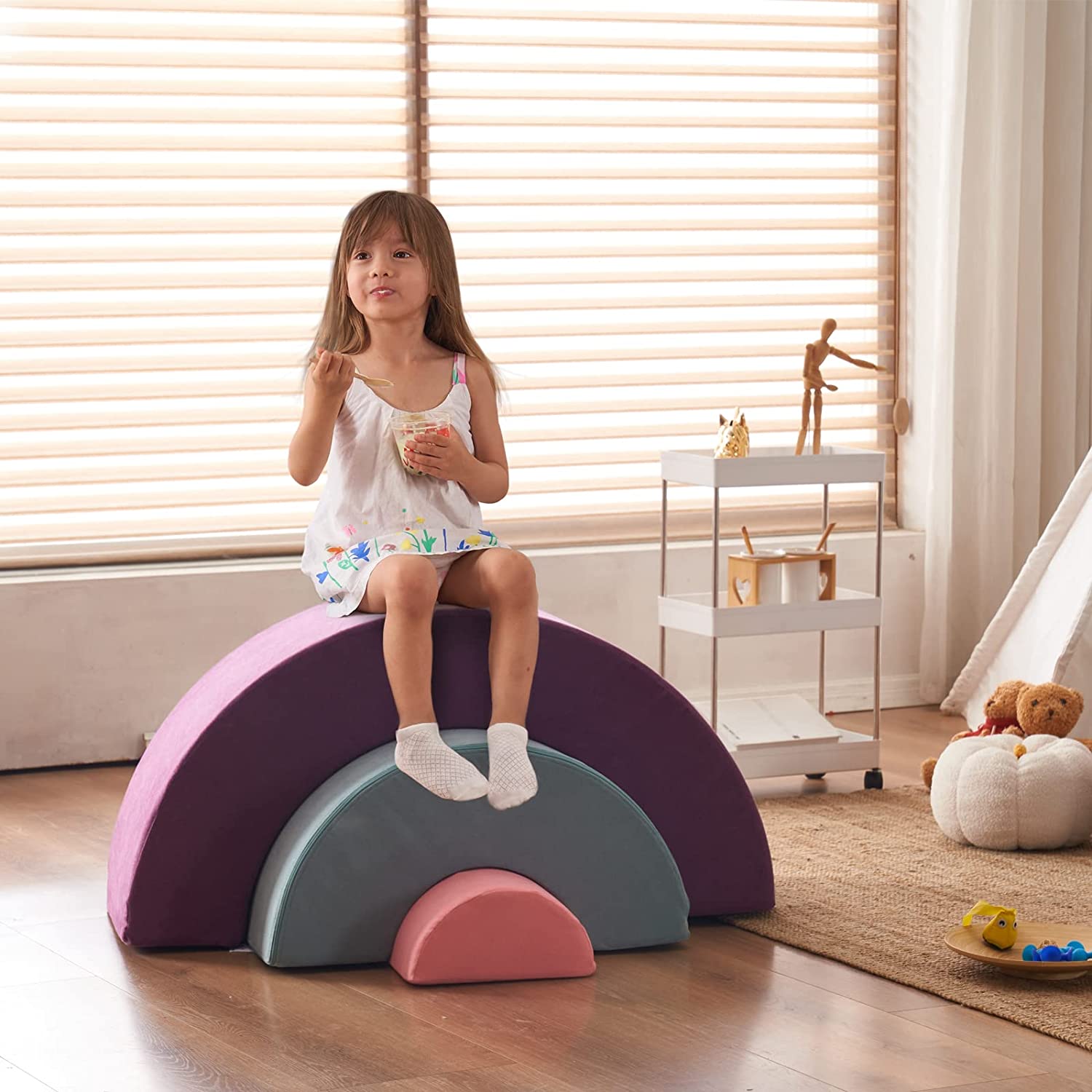 3pcs Rainbow Soft Foam Climbing Blocks