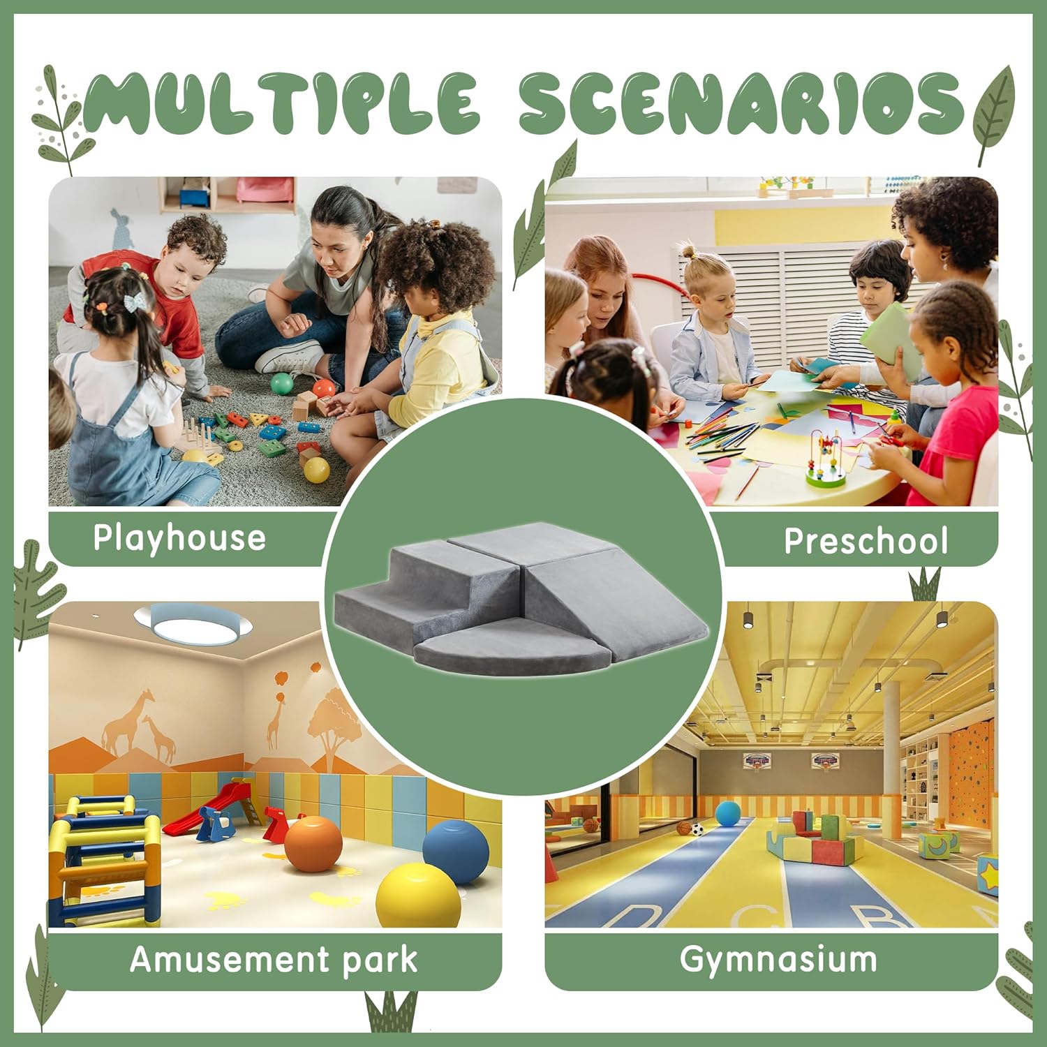 4-piece Soft Play Equipment Soft Velvet Foam Climbing Blocks