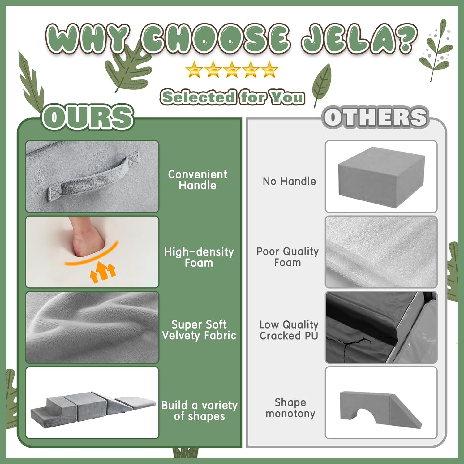 4-piece Soft Play Equipment Soft Velvet Foam Climbing Blocks