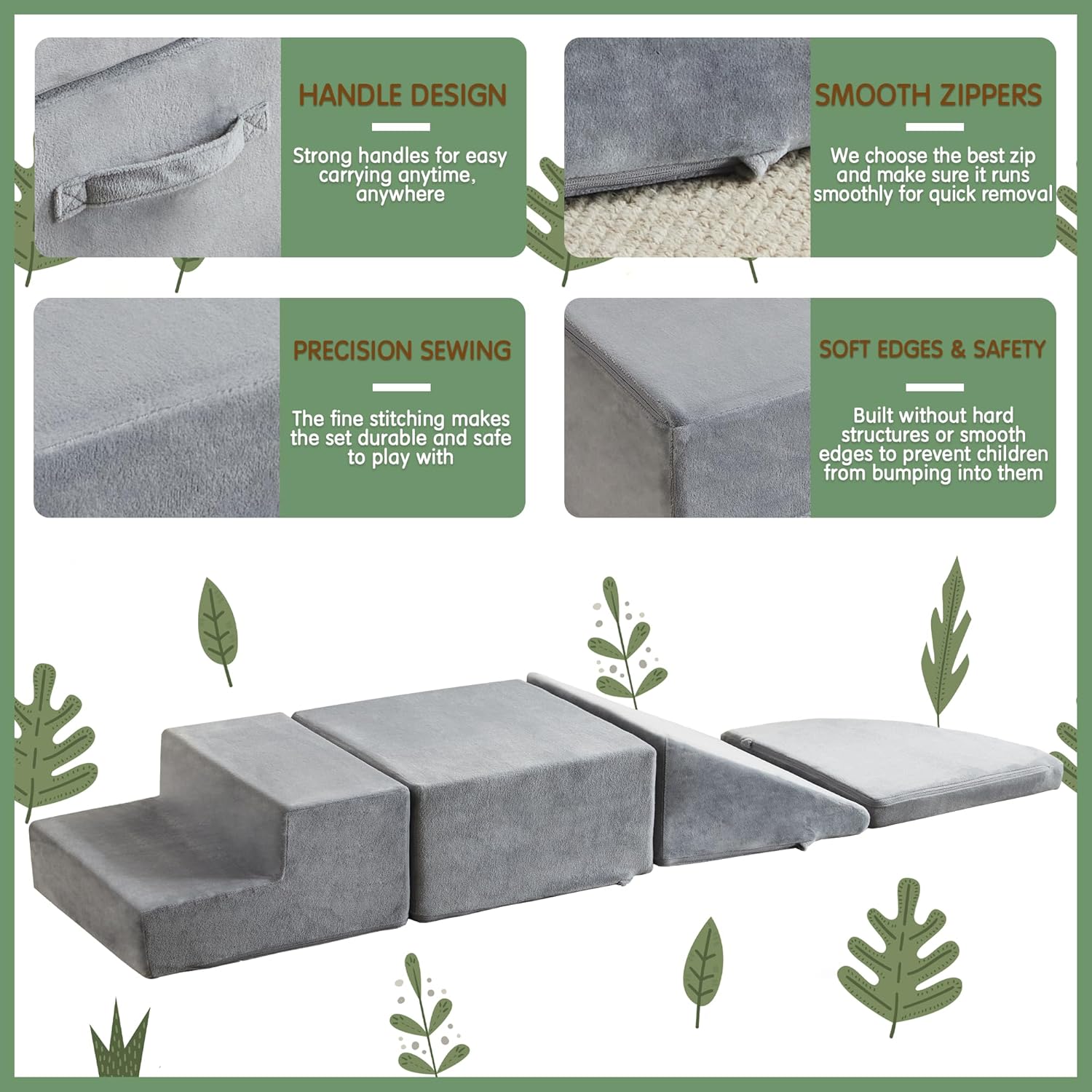 4-piece Soft Play Equipment Soft Velvet Foam Climbing Blocks