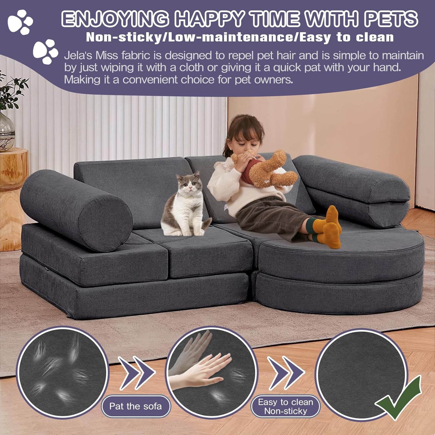 14PCS Luxury Kids Floor Sofa - Playhouse Play Set for Toddlers Babies