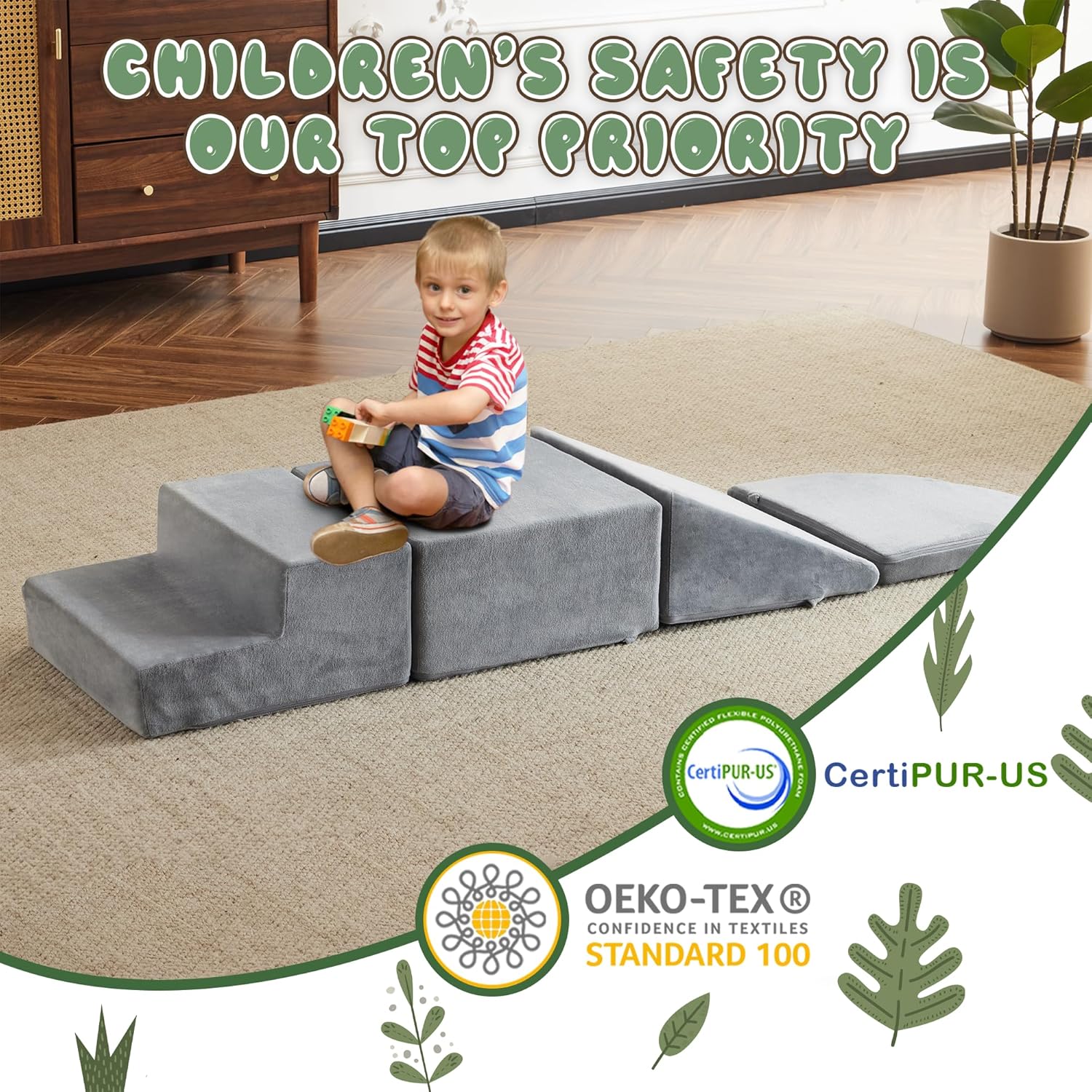 4-piece Soft Play Equipment Soft Velvet Foam Climbing Blocks