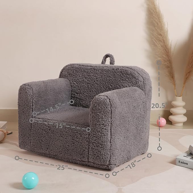 Soft Sherpa Kids Sofa Chair - Toddler Foam Mini Couch