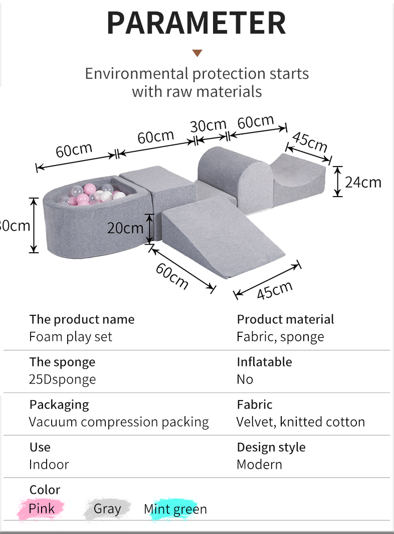 5-Piece Indoor Foam Tunnel Climber and Crawl Playset