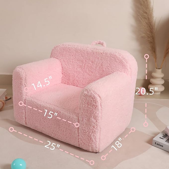 Soft Sherpa Kids Sofa Chair - Toddler Foam Mini Couch