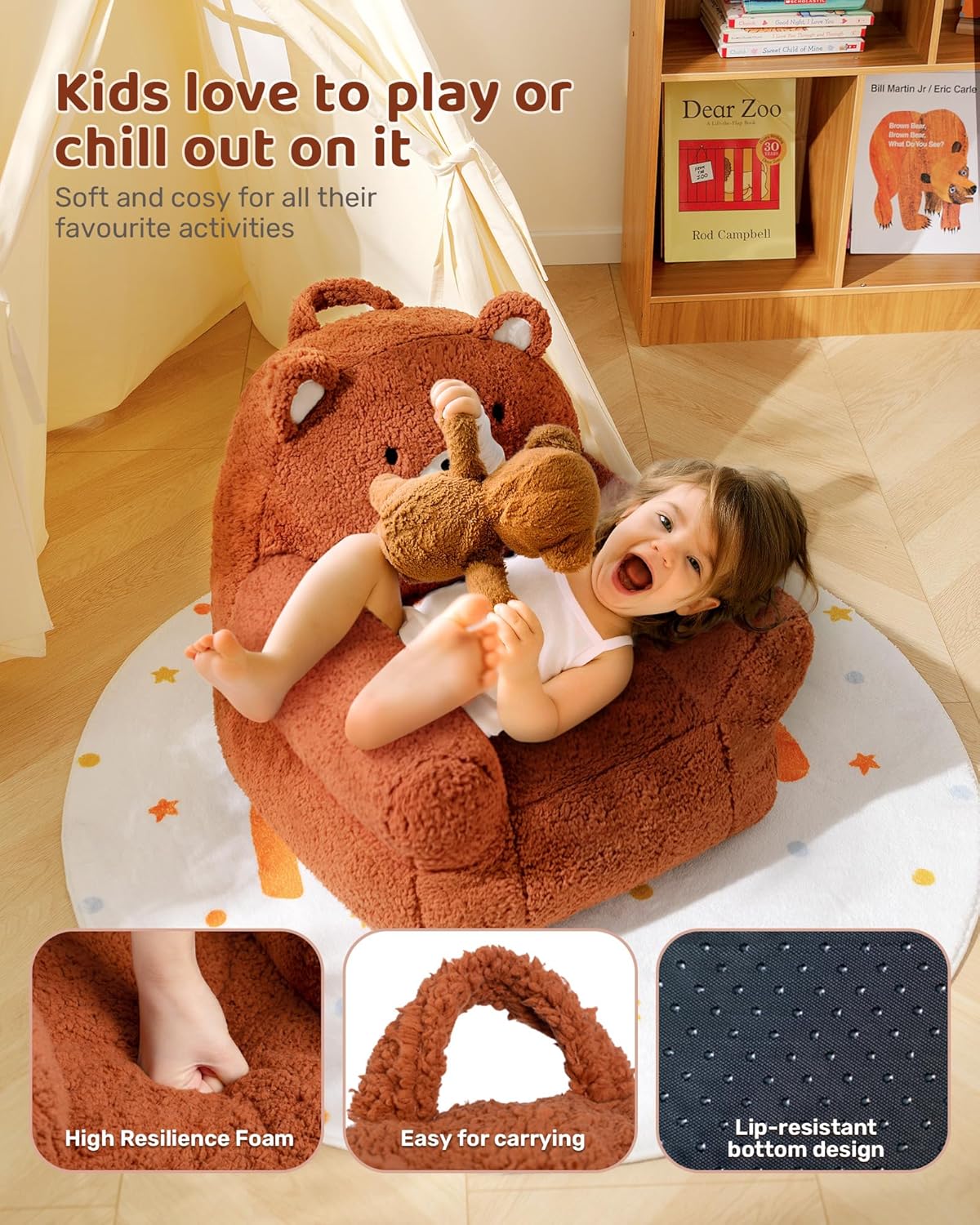 Bear Style Foam Filled Toddler Sofa Chair - Comfy Kids Couch