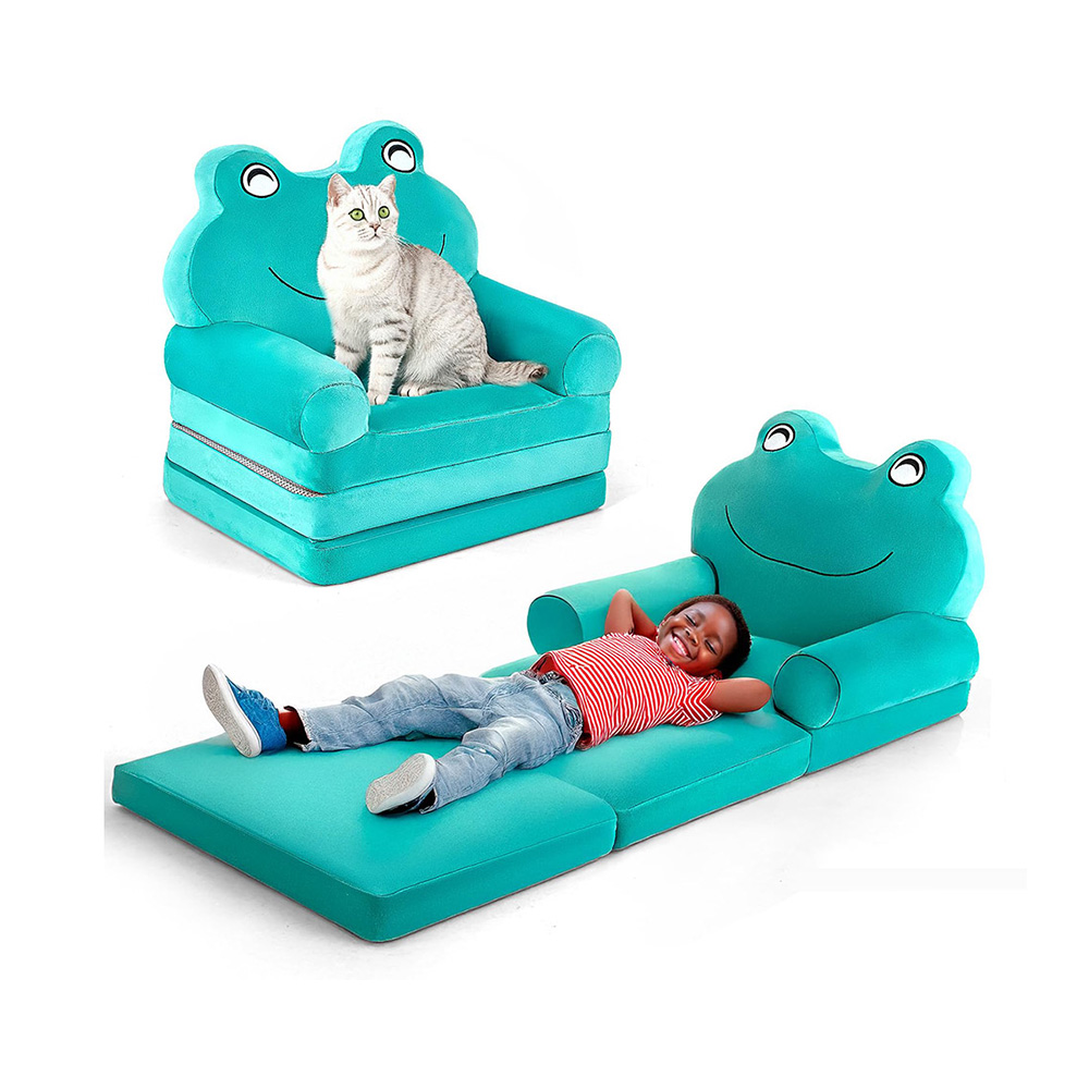 Boys Girls Foldable Foam Sofa Bed With Frog Shape