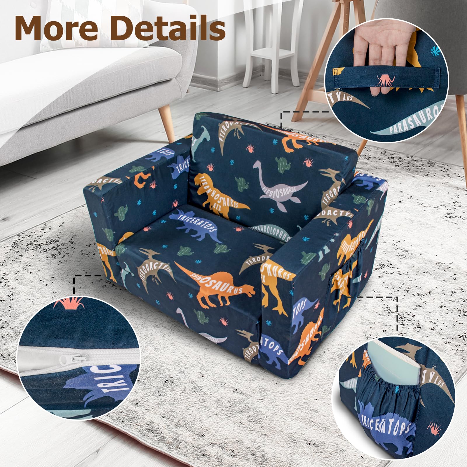 Custom Foldable Foam Kids Sofa Chair With Compression Packed