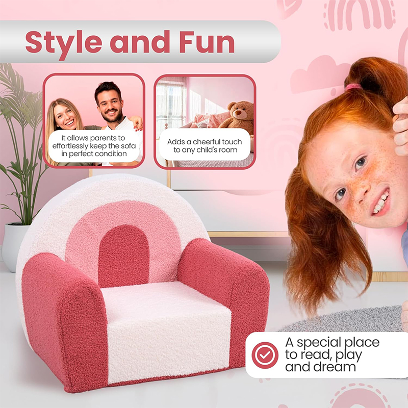 Pink Kids Sofa Set - Compressed Foam Toddler Couch