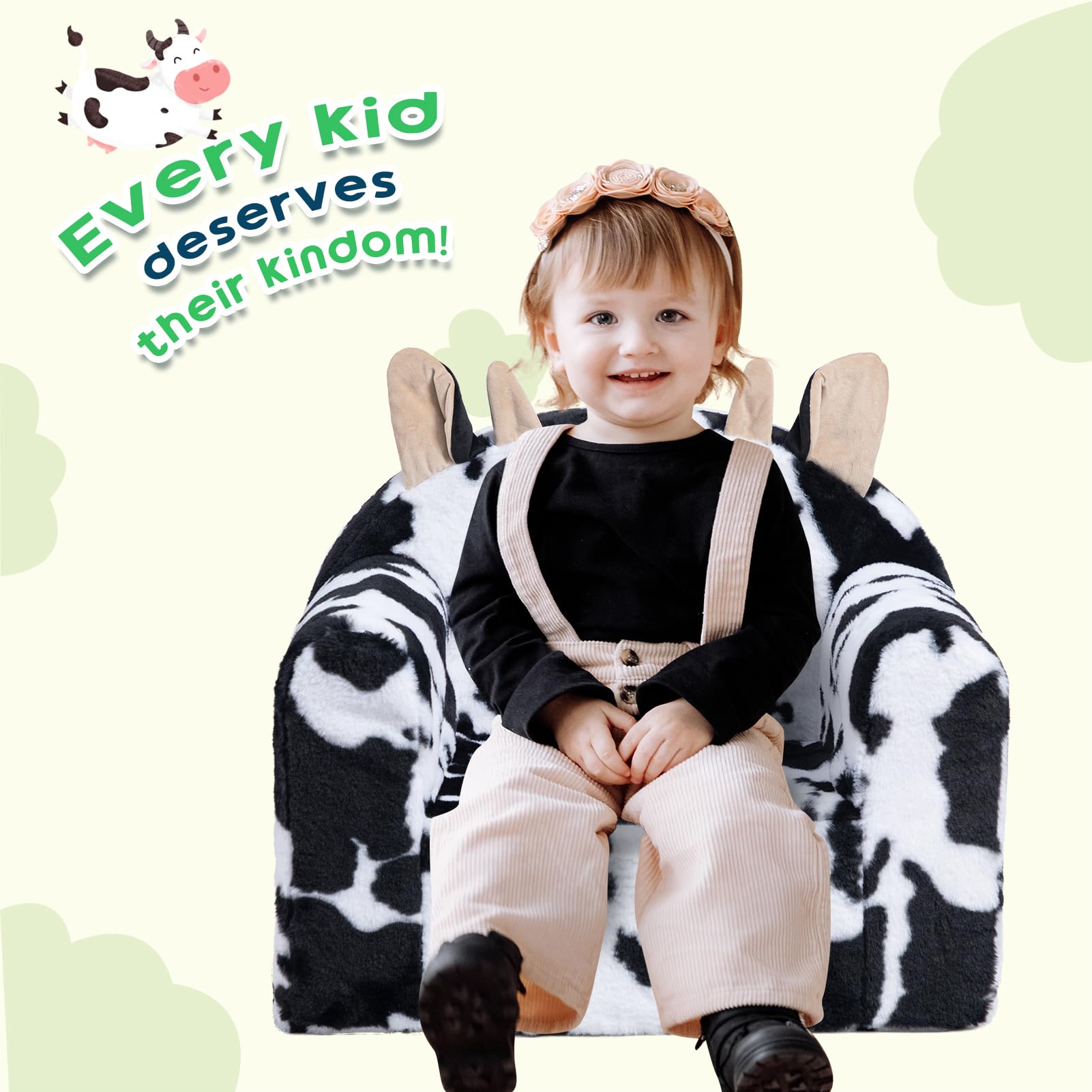Cartoon Cow Shape Kids Sofa Baby Couch With Compressed Package