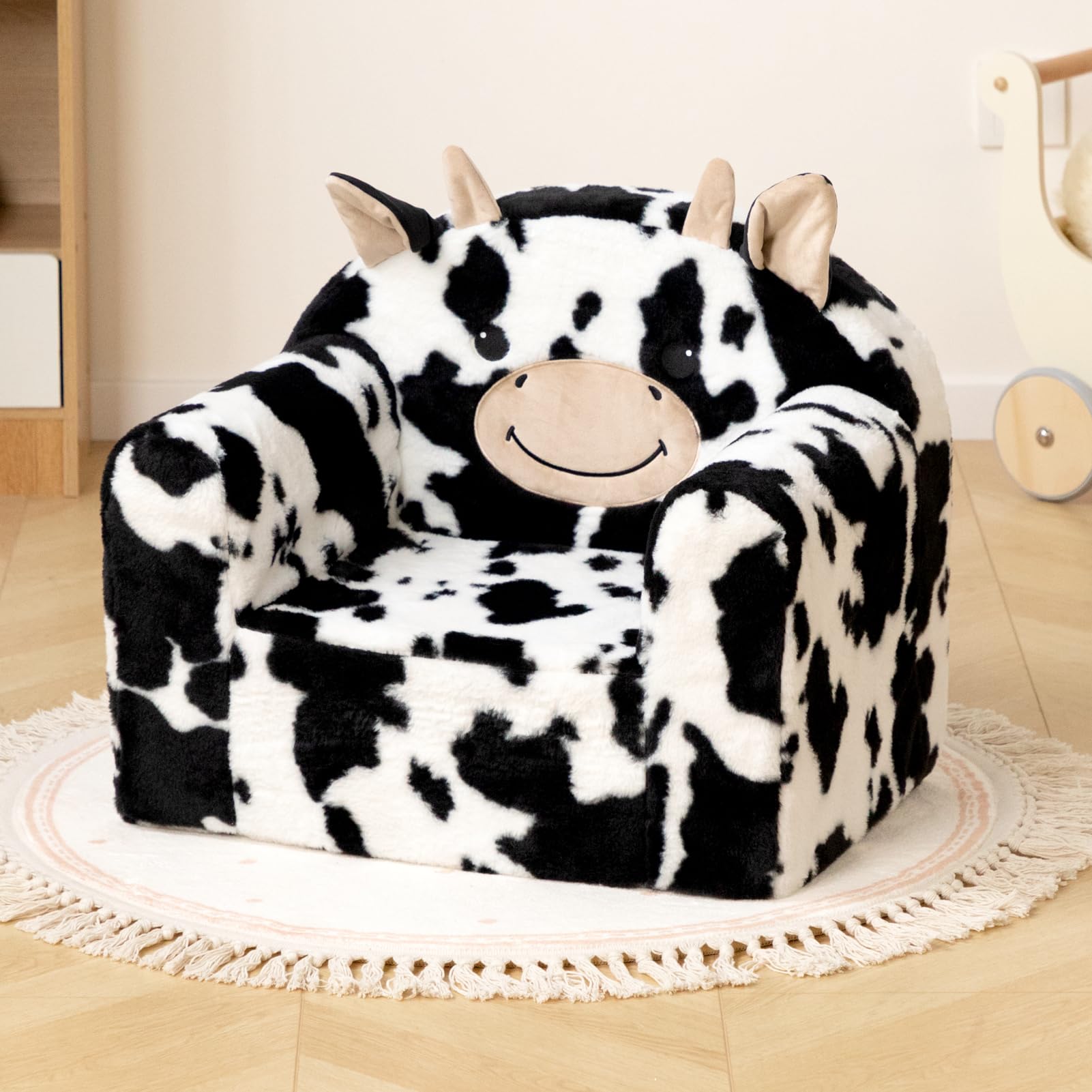 Cartoon Cow Shape Kids Sofa Baby Couch With Compressed Package