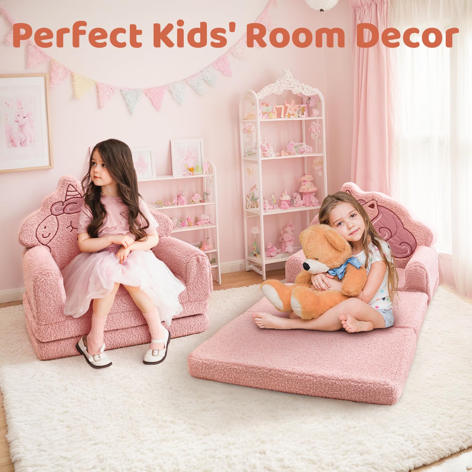 2 in 1 Foldable Compressed Foam Kids Couch Bed