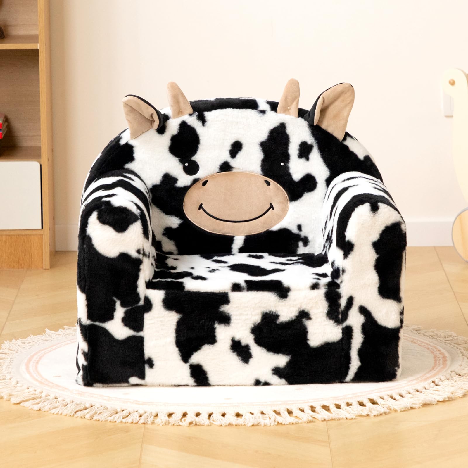 Cartoon Cow Shape Kids Sofa Baby Couch With Compressed Package