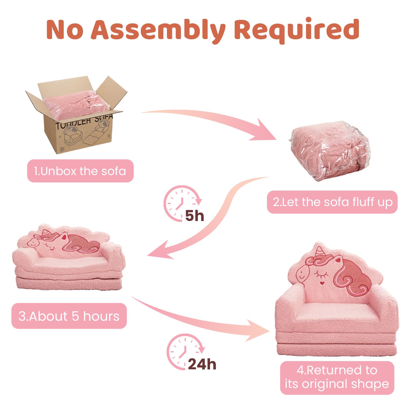 2 in 1 Foldable Compressed Foam Kids Couch Bed