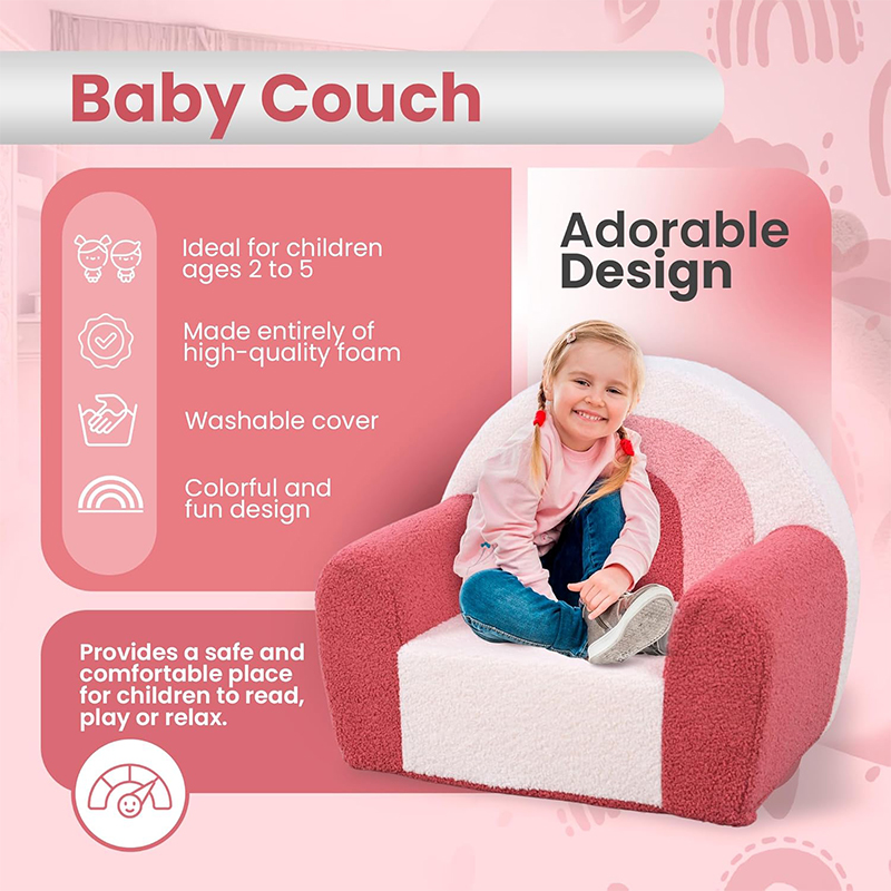 Pink Kids Sofa Set - Compressed Foam Toddler Couch