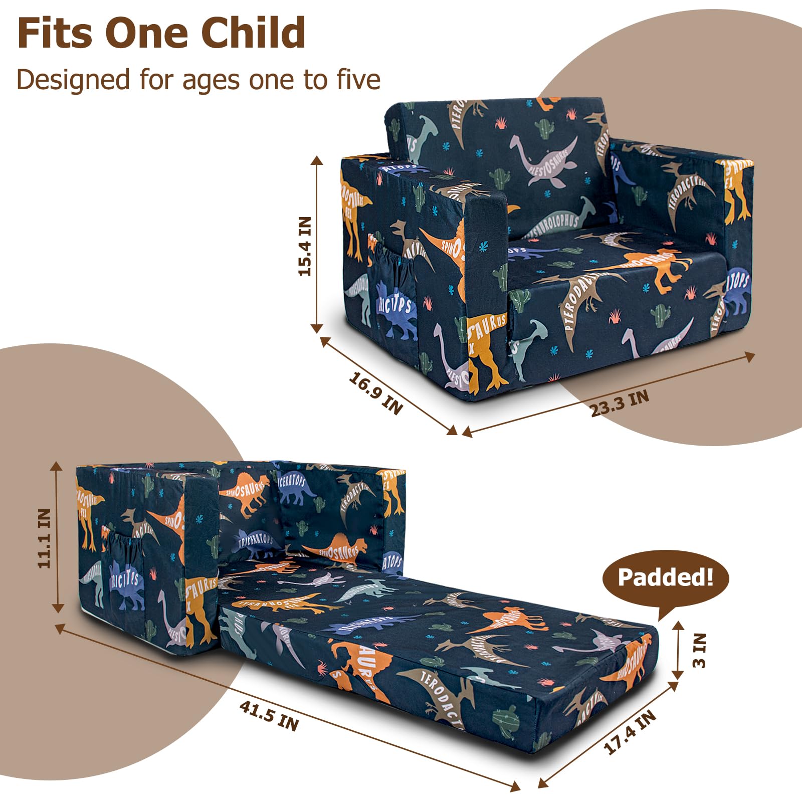 Custom Foldable Foam Kids Sofa Chair With Compression Packed