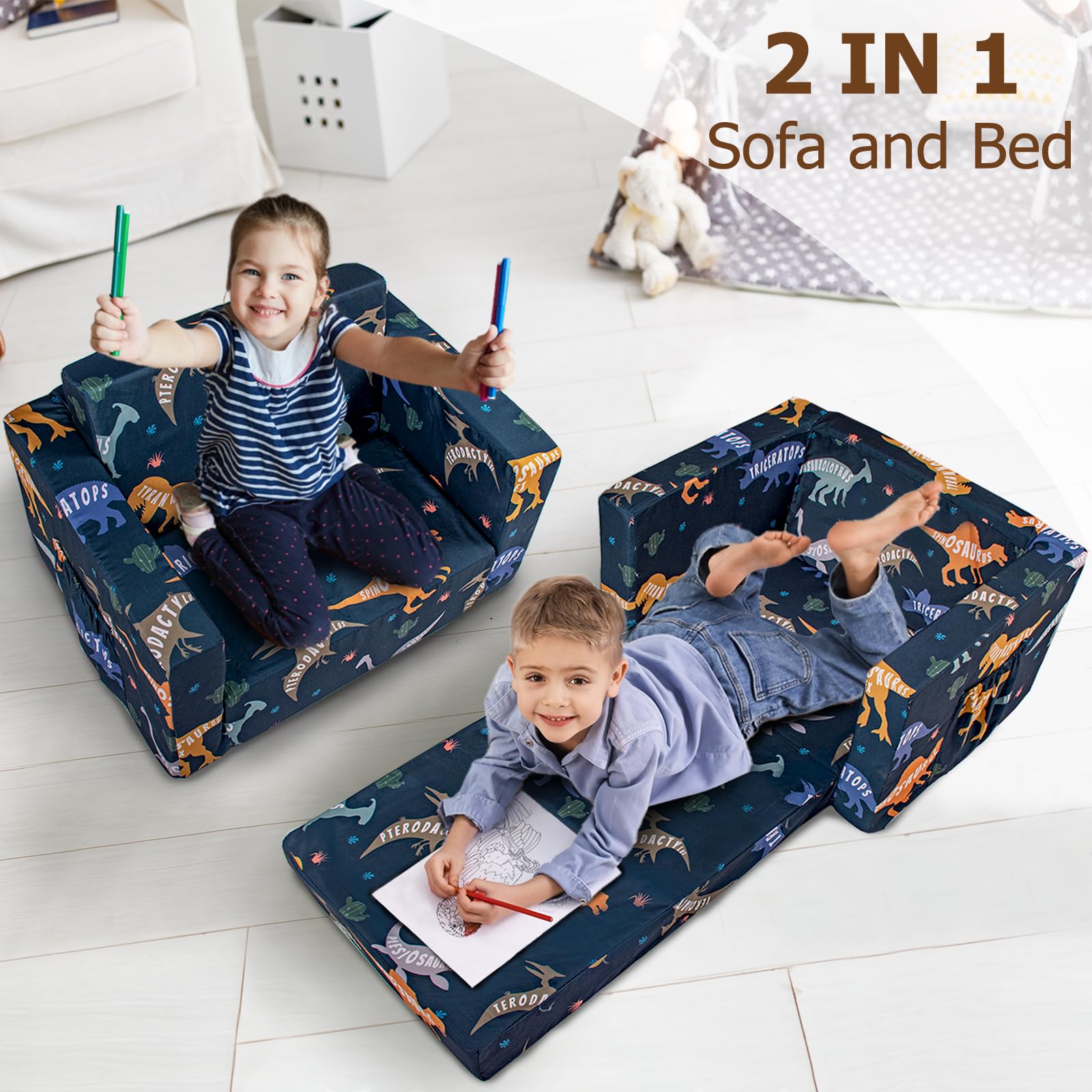 Custom Foldable Foam Kids Sofa Chair With Compression Packed