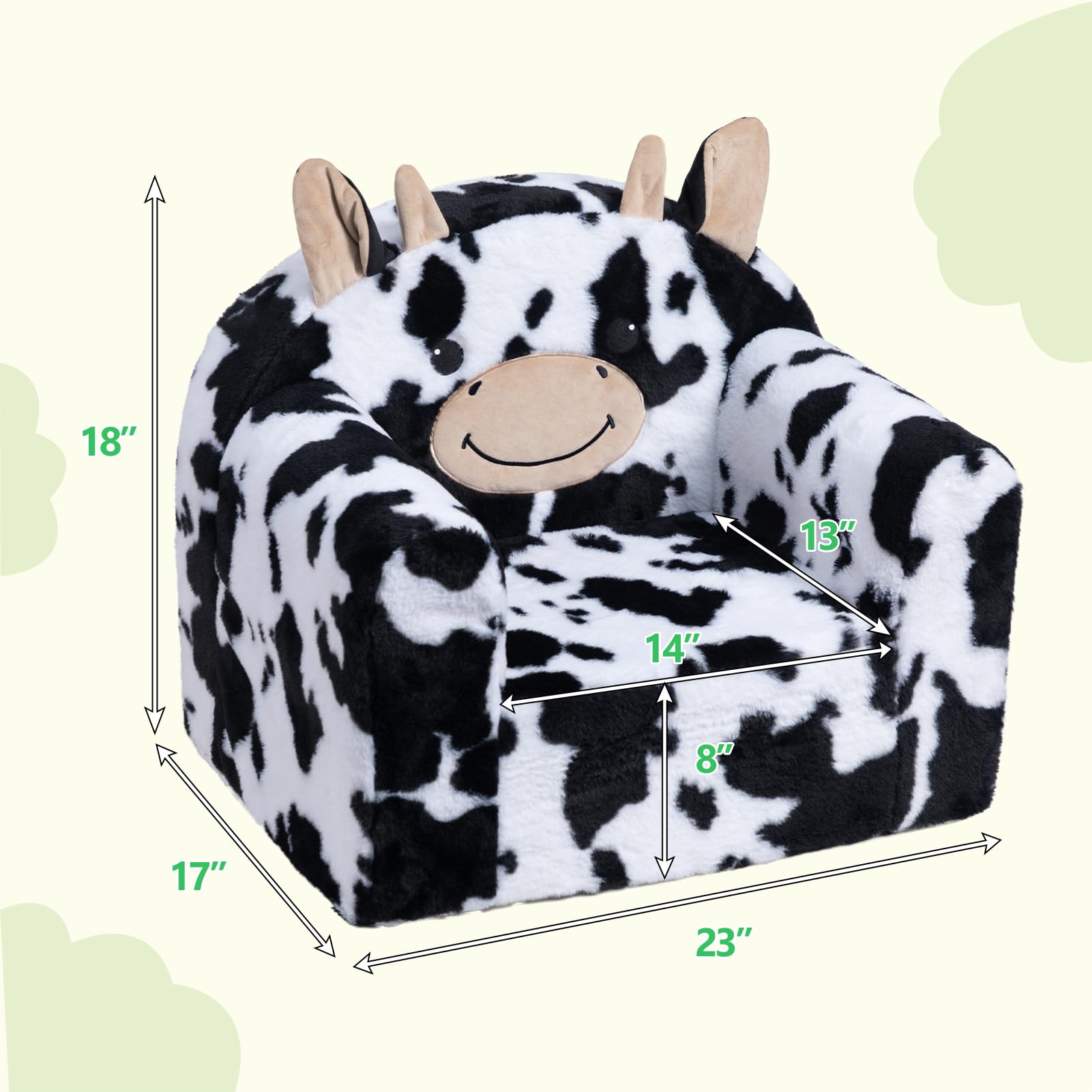 Cartoon Cow Shape Kids Sofa Baby Couch With Compressed Package