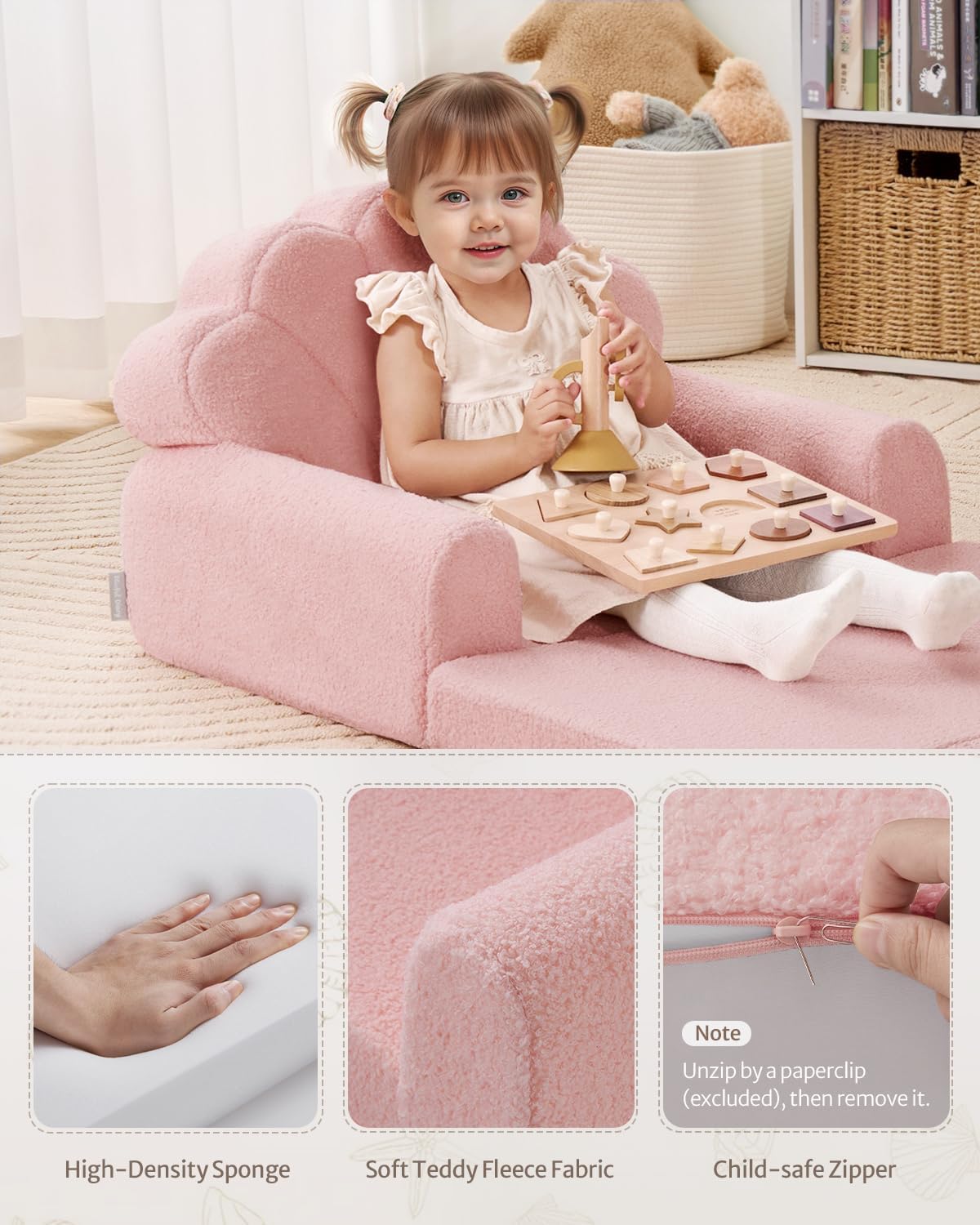 2-in-1 Cute Shell Folding Kids Couch Bed & Lounger