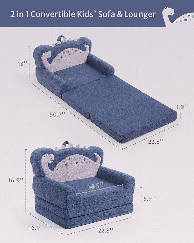 2-in-1 Soft Foam Kids Sofa Bed