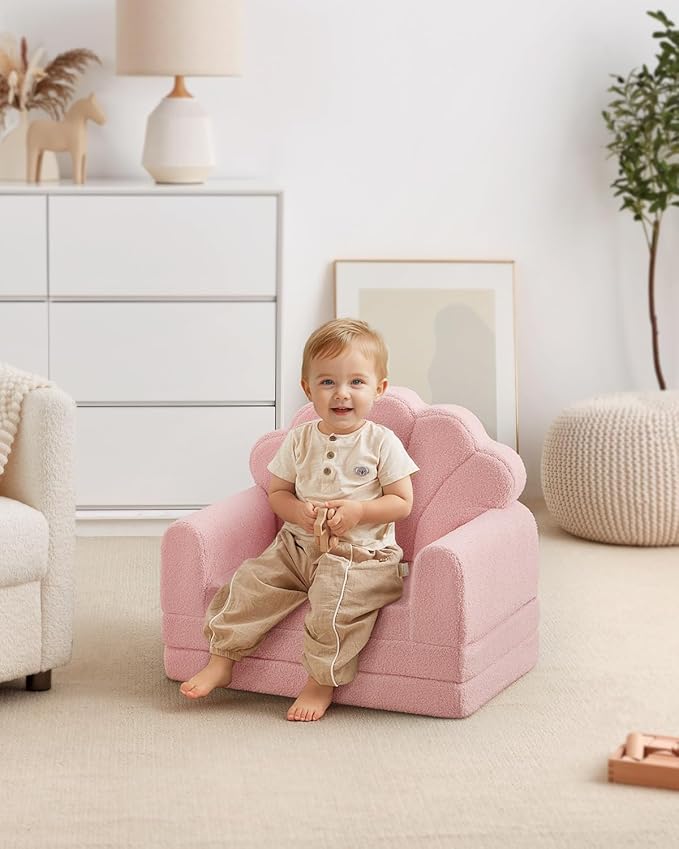 2-in-1 Cute Shell Folding Kids Couch Bed & Lounger