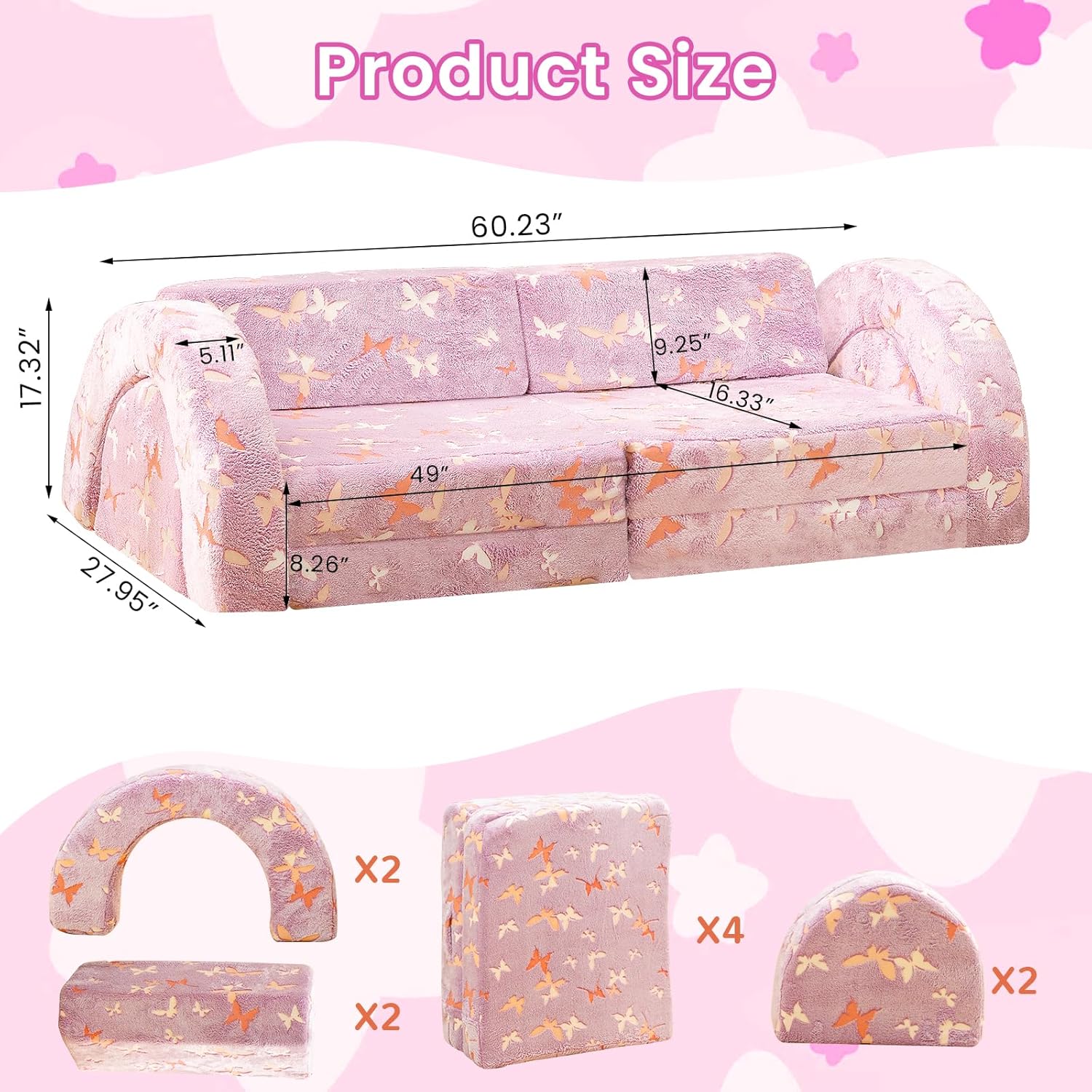 10Pcs Glow Modular Kids Play Couch